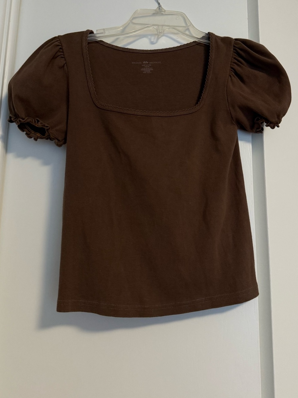 Brandy Melville Brown Puff Sleeve Women's Top